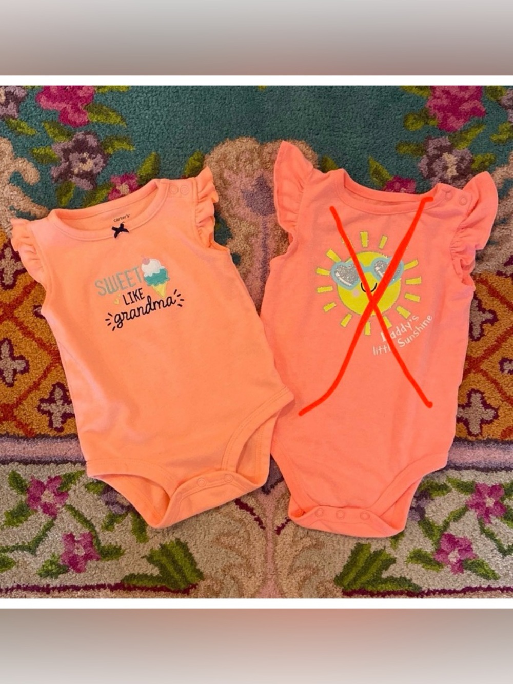 Coral summer flutter sleeve onesies